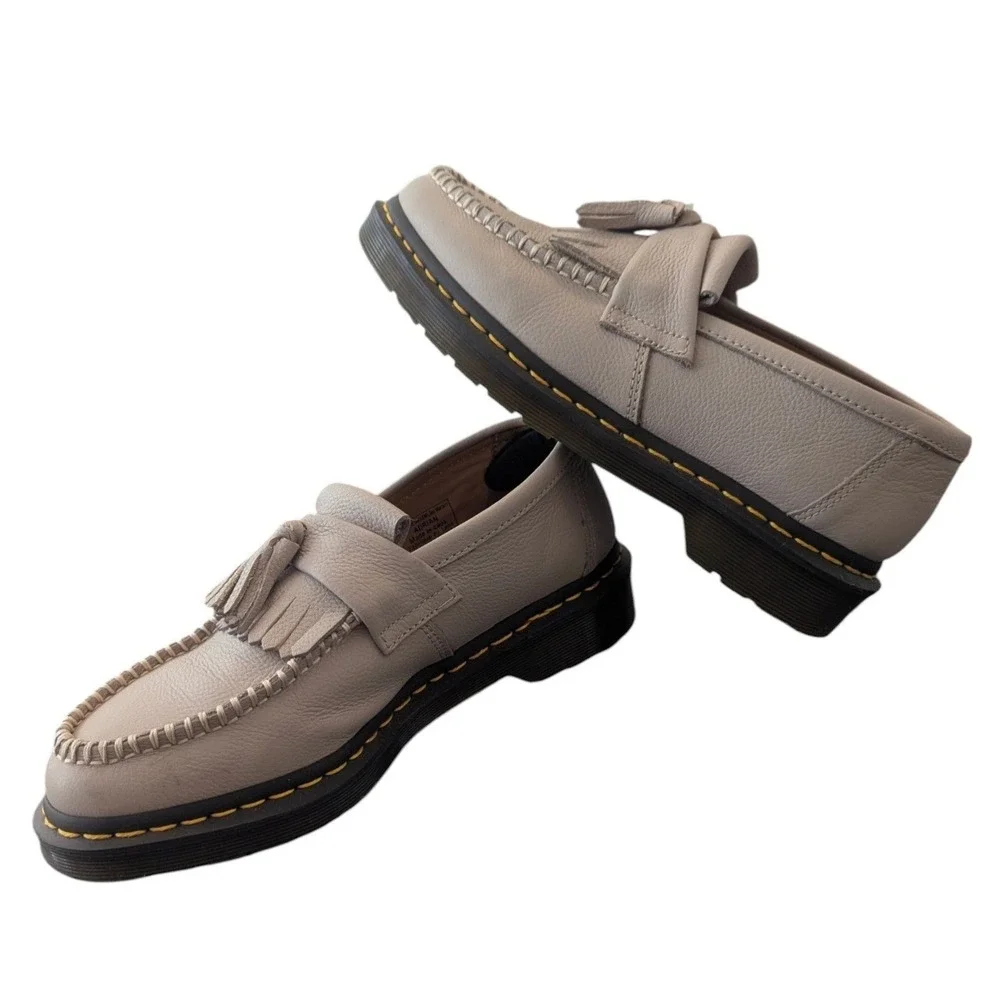 Dr. Martens Adrian Tassel Loafers Parchment Beige Leather Womens 9 UK 7 EU 41 - Picture 5 of 6